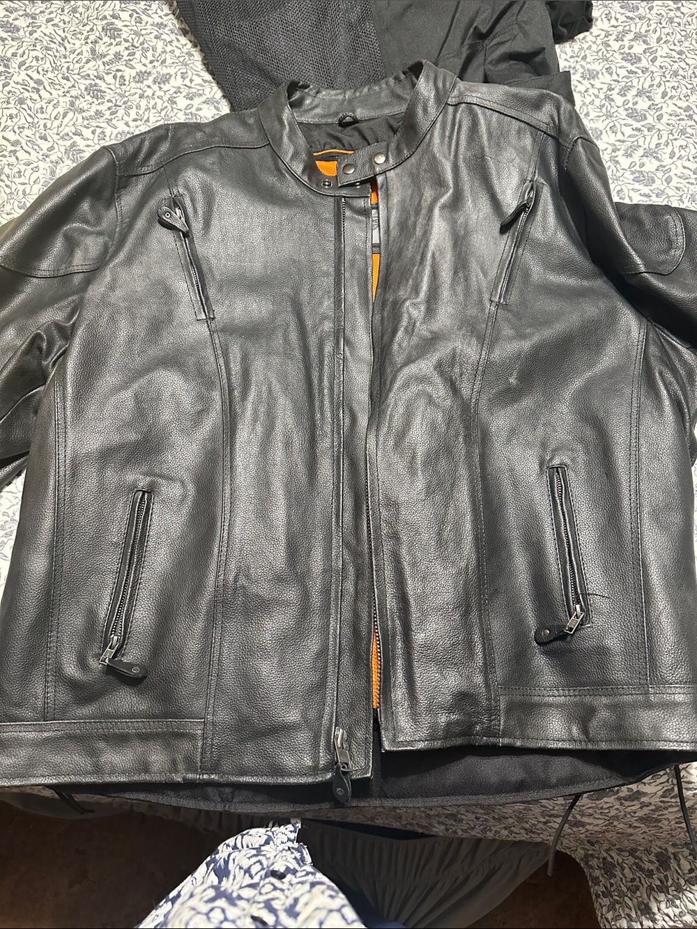 Men's Black Leather Zip Motorcycle Jacket